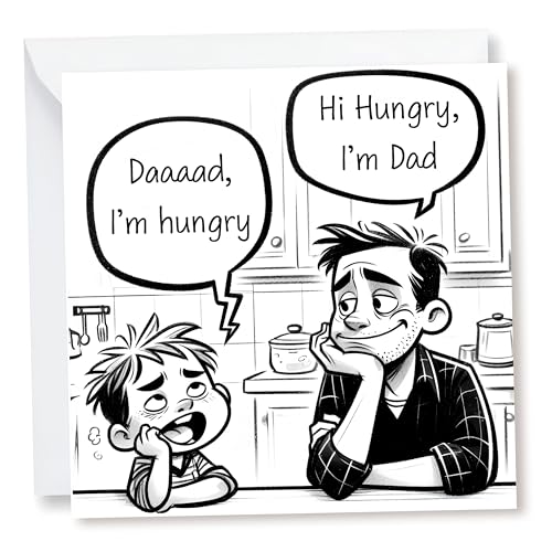 Treetop Gifts Biglietto di auguri per la festa del papà con divertenti design delle cose preferite di papà | Divertente biglietto di compleanno per papà da figlia o figlio | Biglietto classico con sch