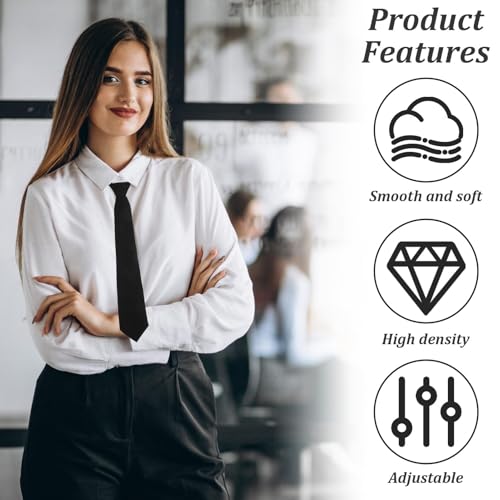 RRICHH Set aus 3 Schwarzen Krawatten für Damen Valentinstagsgeschenk für sie Fliege Verstellbare JK Krawatten für Mädchen Lange Schlanke Krawatte für Formal Hochzeiten Arbeit Party Geschäft Muttertag