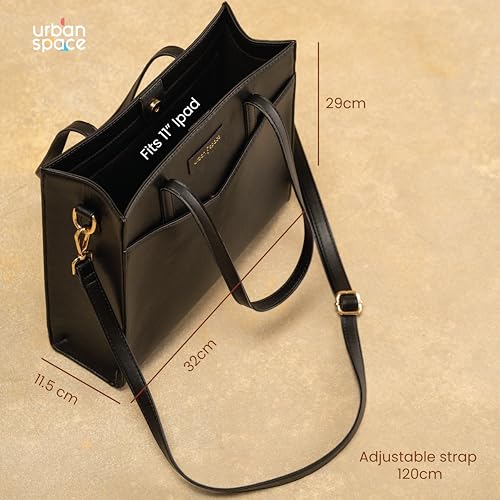 Image of Urban Space Women Tote Bag with Laptop compartment, Handbag for Work, Ladies purse, Stylish Shoulder Bag, Laptop ipad Tote Bags For Office Use, Gift for Women
