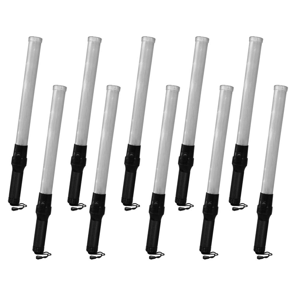 Traffic Safety Wand Baton LED Light with Green and Red Color | Battery Powered Safety Baton with Two Flashing Modes | Road Safety Warning Flashing Light for Traffic Control, Parking Areas (10Pc)