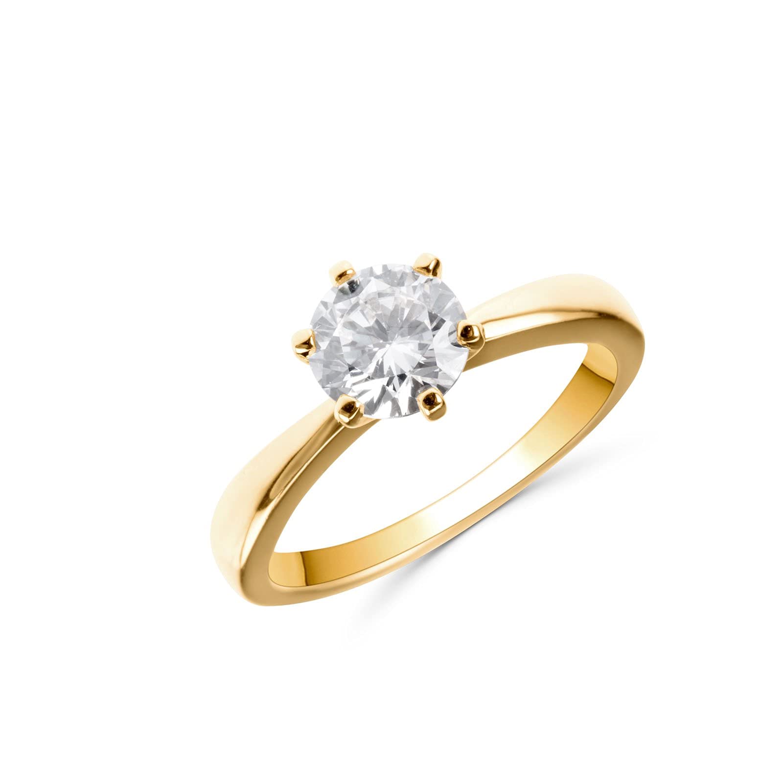 Solitärring für Damen aus 18 Karat vergoldetem 925er Silber mit Zirkonia