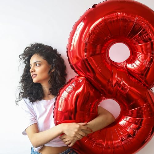 Image of 40 Inch Red 0 Balloon, Large Self Inflating Number Balloons 0-9
