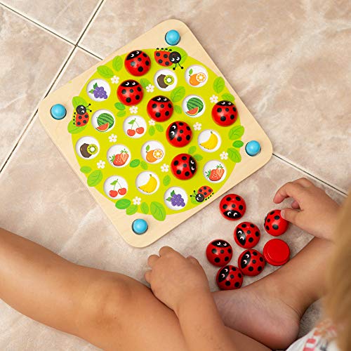 Nene Toys Ladybug’s Garden Memory Game – Wooden Memory Matching Game For Kids Age 3 4 5 Years Old – Family Board Games With 10 Fun Patterns – Educational Toy For Boys & Girls Cognitive Development #TOP7