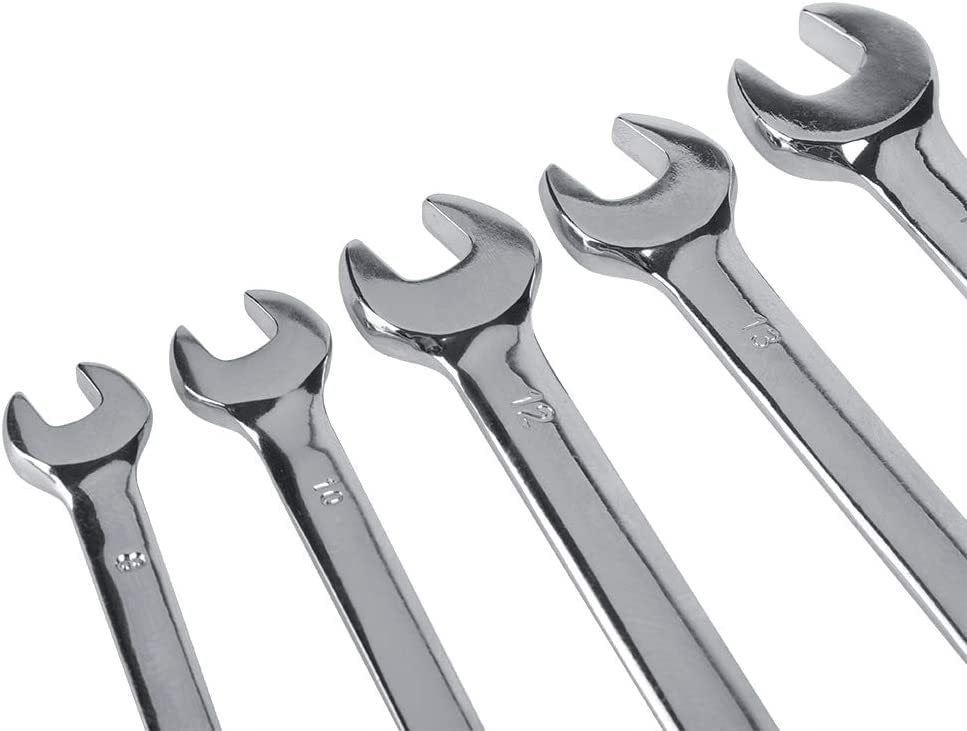 Image of Combination Ratchet Spanner Set, 7Pcs Flexible Head Multi-Functional Ratchet Combination Spanner Wrench 8-19mm Repair Tools Set with Open End Spanner and Carry Case for Cars Bicycles