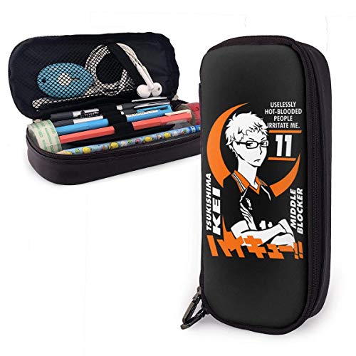Preisvergleich Produktbild Federmäppchen Großraumspeicher Stift Bleistiftbeutel Schreibtisch Organizer Tragbarer Beutelhalter mit Reißverschluss - Tsukishima Kei - Haikyuu