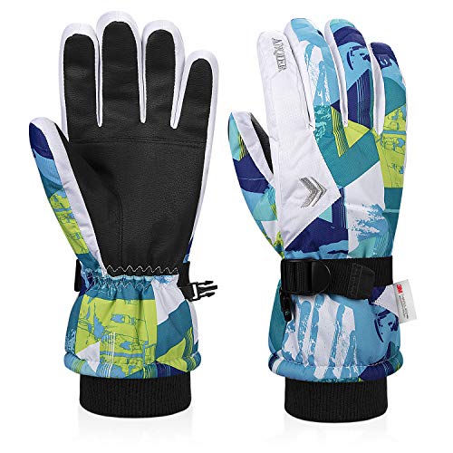 Anqier Ski Gloves,Waterproof Winter Gloves Snowboard Gloves 3M Thinsulate Warm Snow Snowmobile Gloves for Men Women Kids