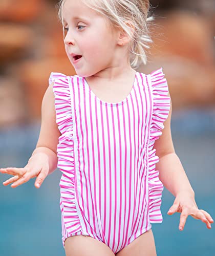 RAISEVERN Baby Girls Swimsuit Ruffles Bathing Suits Cute Beach Sport Swimming Backless Summer One Piece Swimwear 2-7 Years2