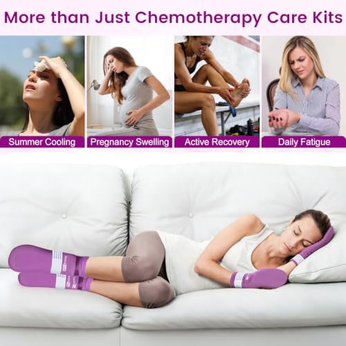 Image of SuzziPad Cold Socks & Hands Ice Pack for Chemo Must Haves, Purple, S /M | Removable Gel Packs, Adjustable Straps, Dual-Layer Gloves & Foot Ice Pack Wraps For Chemo, Arthritis & Neuropathy Relief