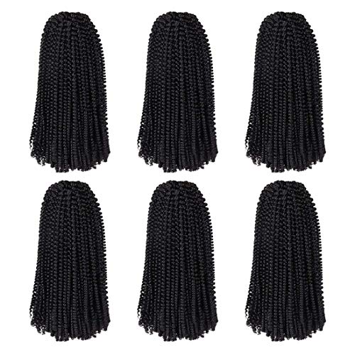 Spring Twist Hair 12inches 6Packs Bomb Spring Twist Crochet Braiding Hair Passion Twist Hair Crochet Braids Crochet Box braids Hair for Black Women(12inch,6packs, #1B)