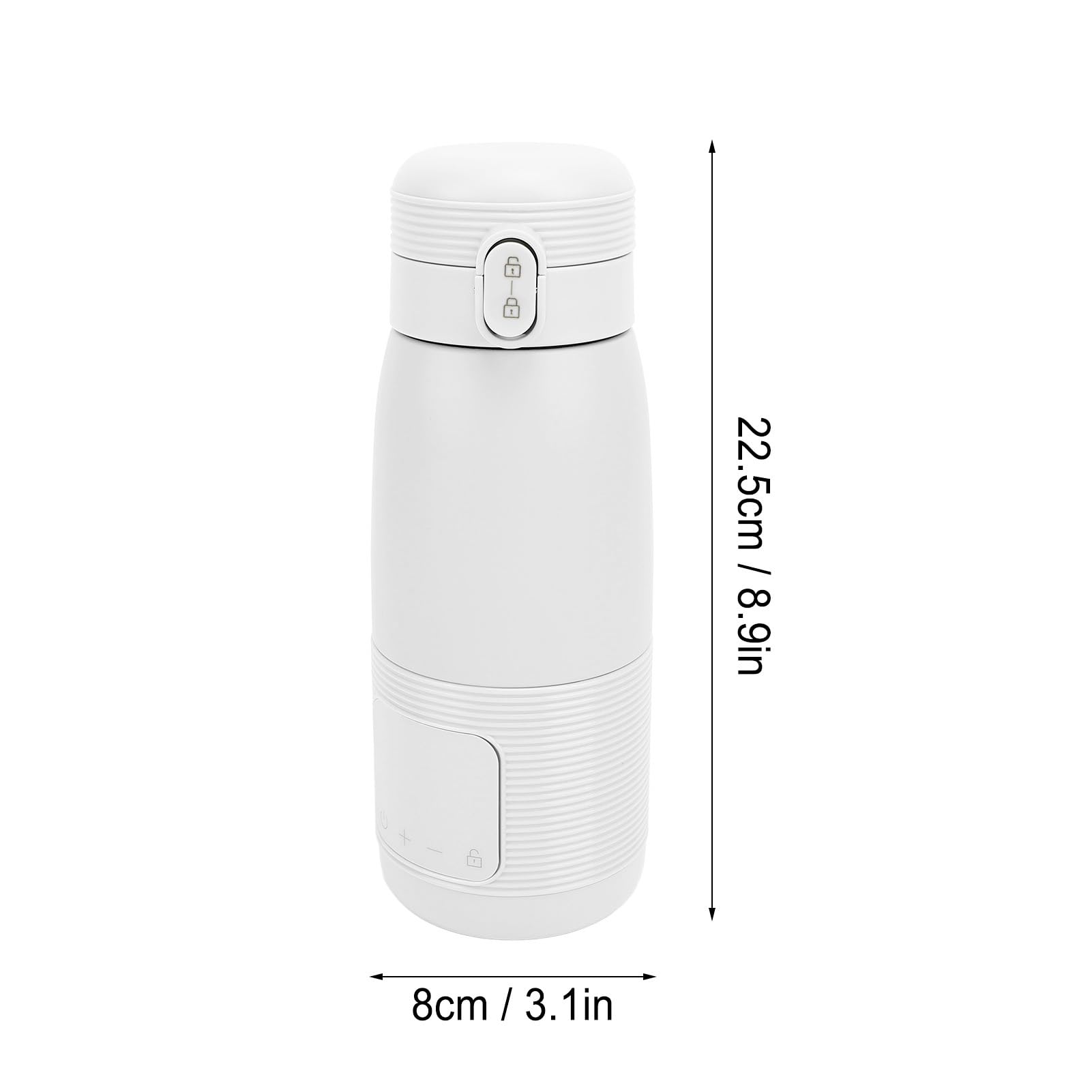 Scaldabiberon da 350 Ml, Scaldalatte Portatile, Facile da Usare, Wireless, Riscaldamento Rapido, Scaldabiberon USB Ricaricabile per Auto All'aperto, Dura (bianca)