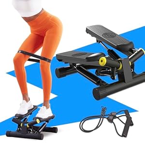 ZIWWVY Mini Twist Stepper with Resistance Bands and Booty Bands, Stepper Machine with 330LBS Weight Capacity, Mini Stepper for Full Body Workout, Adjustable Step Height, Smooth and Quiet