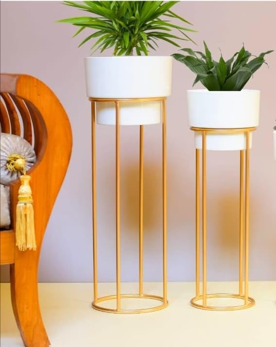 See full amazon price history chart for neumark impex Modern Plant Stand with Tall Metal Stand, Decorative Standing Flower Succulent Pot Holder, Indoor Outdoor Terrace Patio Home Decor Pack of 2 pc (White, Standard) (Golden, Standard) neumark impex Modern Plant Stand with Tall Metal Stand, Decorative Standing Flower Succulent Pot Holder, Indoor Outdoor Terrace Patio Home Decor Pack of 2 pc (White, Standard) (Golden, Standard) (B081WZ58W7) Amazon Price History, Amazon Price Tracker