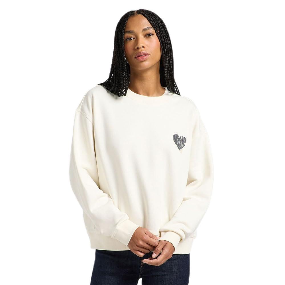 Lee Women's Relaxed Graphic Crew Sweatshirt, ecru, L