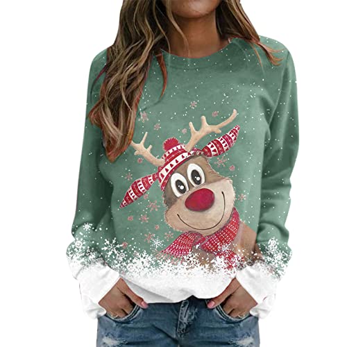Norweger Pullover Damen Rentiere 12 Qixiu Weihnachtspullover,Norweger Pullover Damen,Rentier Druck...