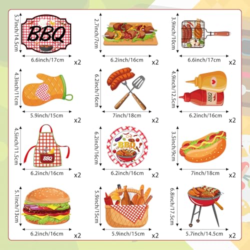 Image of 58Pcs BBQ Party Hanging Swirls Summer Picnic Party Birthday BBQ Hanging Swirl Decoration with BBQ Theme Hanging Cards for Birthdays Carnival Summer Barbecue Holidays Supplies