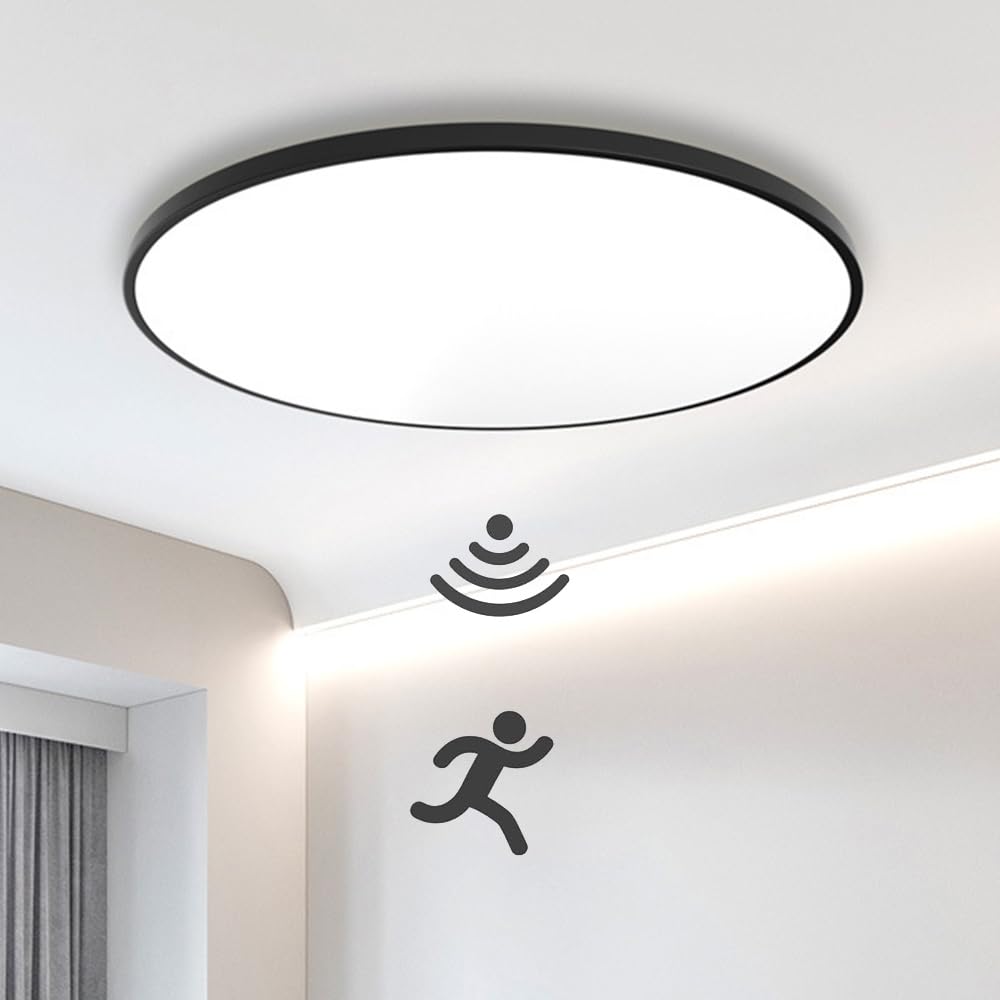 Lampka nocna z lampką sufitową, zimne białe światło, lampa sufitowa LED z radarowym czujnikiem ruchu, okrągła lampa sufitowa do kuchni, do łazienki, biura, balkonu, garażu