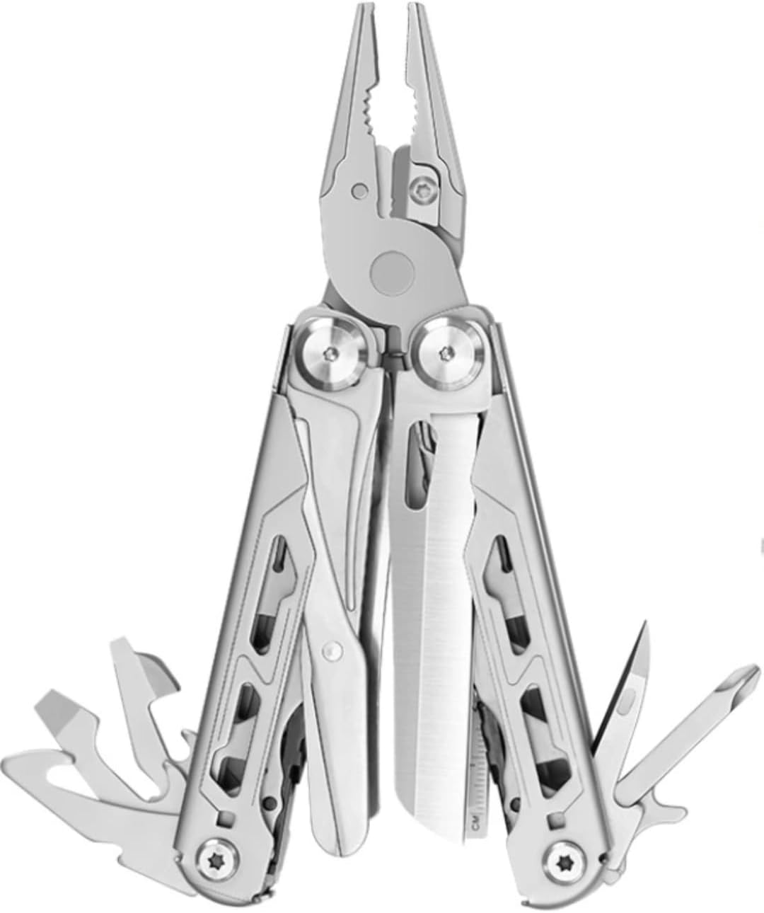 OutdoorPro 17-in-1 Folding Multi-Tool Pliers - Compact 6. Tactical Knife with 60° Blade Angle & 9 Bits - Portable Camping, Hiking Gear for Outdoor Enthusiasts