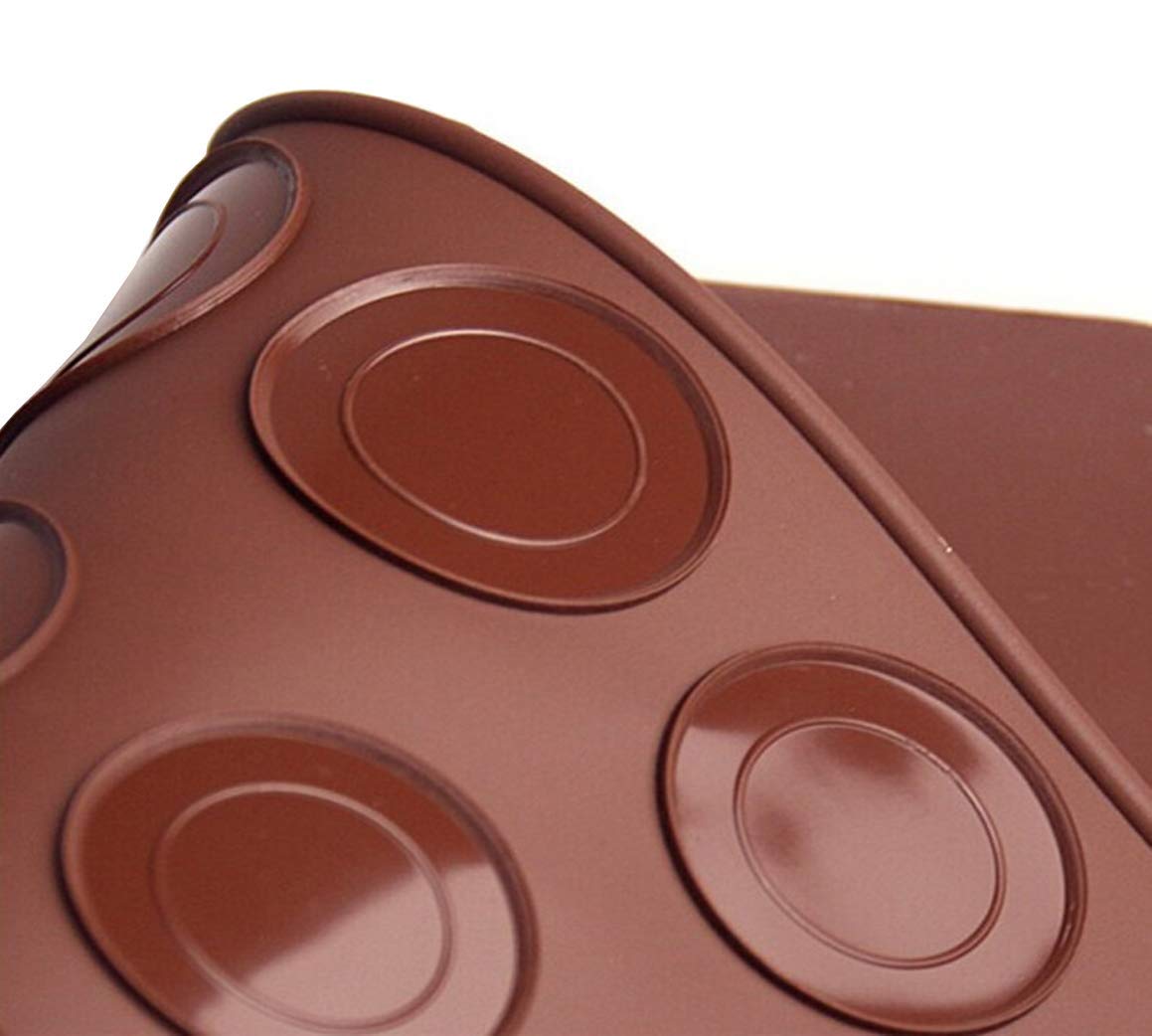 BAKER'S CUTLERY® Silica Gel 30-Capacity Macarons Baking Mat Macaroon mat Silicon Baking mat macroon Baking mat Cake Oven Baking Mould Sheet (Brown) 2