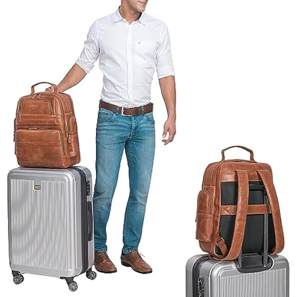 STILORD 'Danny' Werkrugzak Heren Leren Rugzak Grote Heren Dames Zakelijke Vintage Laptop Rugzak 13 Inch Reisrugzak Handbagage Rugzak Heren, Kleur:andorra - bruin