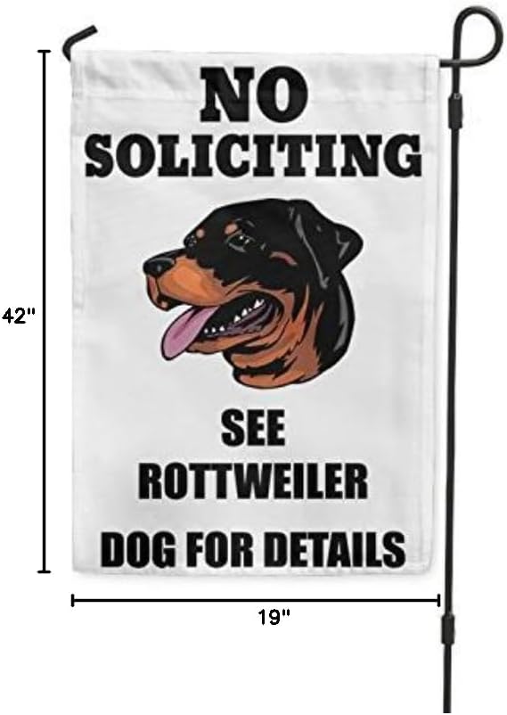 Fastasticdeals No Soliciting See Rottweiler Dog for Details Yard Patio House Banner Garden Flag Flag Only 10 1/2" x 16"