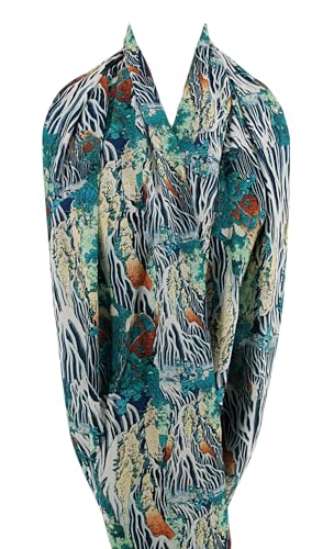 Etwoa Japanese Waterfall Illustration Infinity scarf Katsushika Hokusai Circle scarf Loop Scarf4