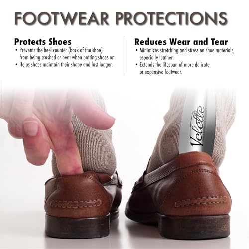 Image of Velette Metal Shoe Horn Long Handle For Seniors, 15 inch Long. Extra Long Shoe Horn for Kids, Or Great Shoe Horns for Boots