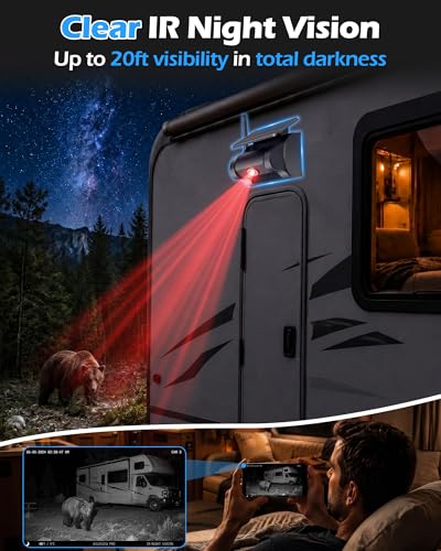 Image of Magnetic Wireless Backup Camera, 5.8G WiFi Backup Camera for Phone | 1-Min Easy Install, HD 1080P Night Vision, Stable Signal, Solar Powered, for Trailer Hook-up & Hitching Gooseneck