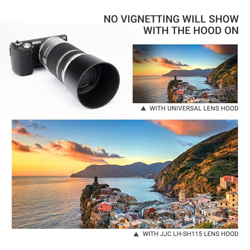 Image of JJC ALC-SH115 Lens Hood for Sony E 55-210mm f /4.5-6.3 OSS SEL55210 Lens | Bayonet, Reversible Design, Replaces Sony ALC-SH115 Lens Hood, Allows to Attach 49mm Filter & Sony Lens Cap, No Vignetting
