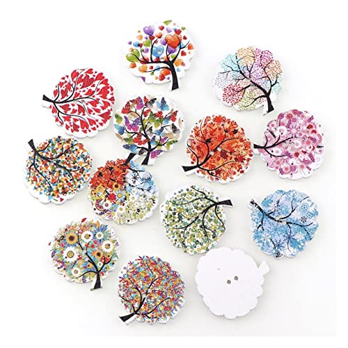 Liangmei Bunte Holzknöpfe Bäume 50 Stück