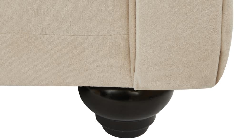 Close-up of the sofa's leg and bottom edge