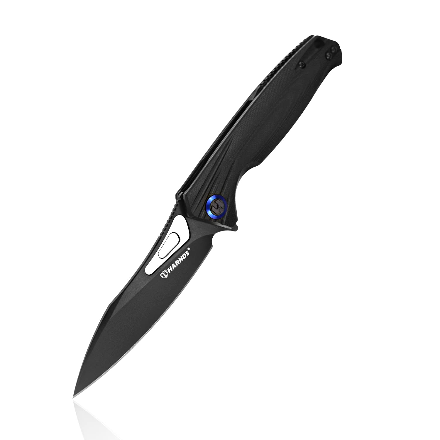 Harnds Falcon Pocket Knife with BOHLER K110 Steel Folding Knife with G10 Handle (Black+Black titanium)