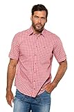 Modern Fit JP 1880 Herren große Größen L-8XL bis 7XL, Halbarm-Trachtenhemd, Karo-Muster, Kentkragen, Brusttasche, Etwas körpernaher, rot 4XL 723283 51-4XL
