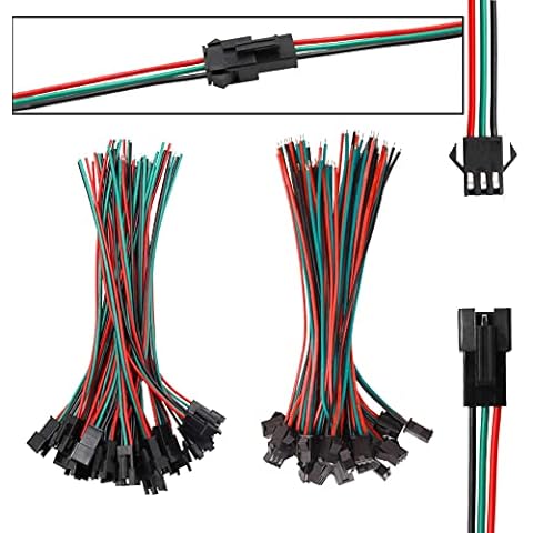 HUAZIZ 20 Pairs 3 pin JST SM Male Female Plug LED Connector Cable for WS2812B WS2812 WS2811 LED Strip Lamp with 15cm Long Wire Cover