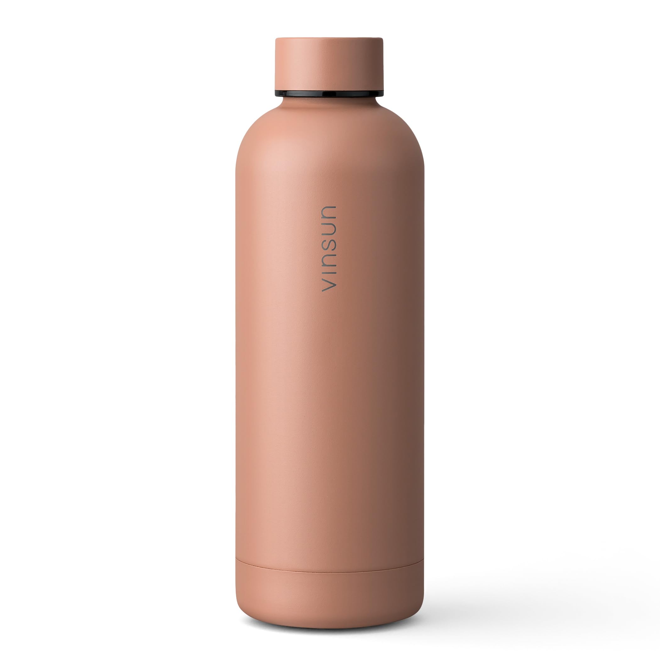 Vinsun Thermoflasche nude 500ml - auslaufsicher, Kohlensäure geeignet - Edelstahl, doppelwandig isoliert - Wasserflasche Sport, Outdoor, Schule, Gym