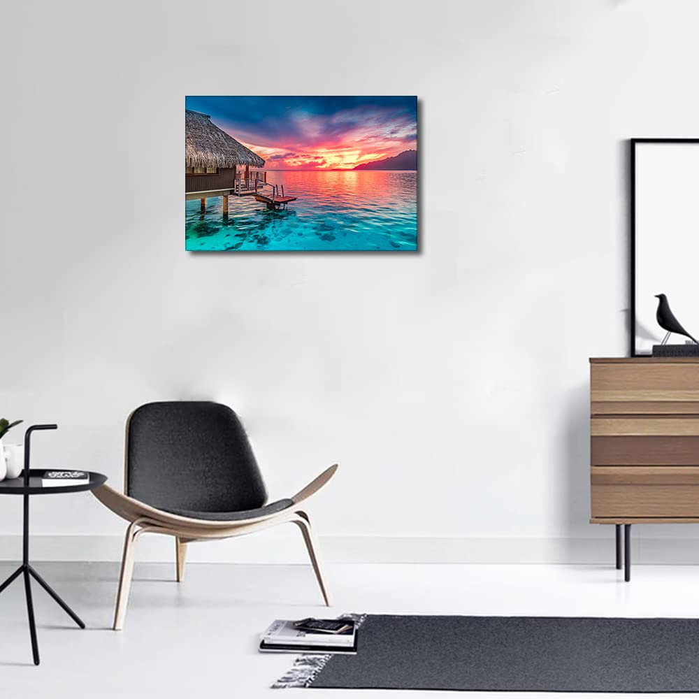 Generic Wall Art, Photograph, Framed, Canvas, Contemporary Style, Colorful Scenic Landscape with Clouds and Sky, 12x18 inches - Image 4