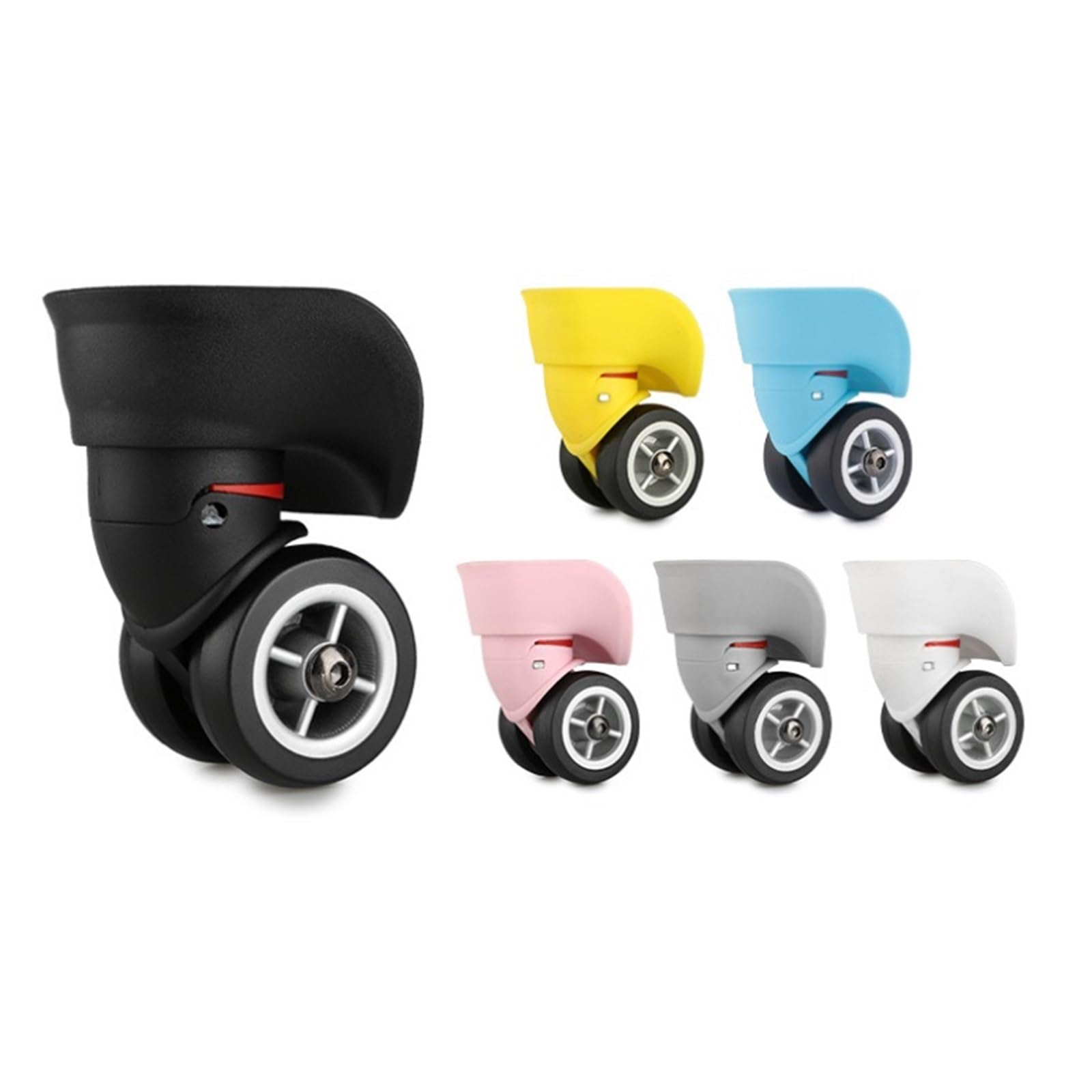 Ruote di ricambio per valigie Parti di carrello in gomma per scatola doganale valigia universale girevole a 360 gradi per riparazione valigia, Nero piccolo, 3set, Classico