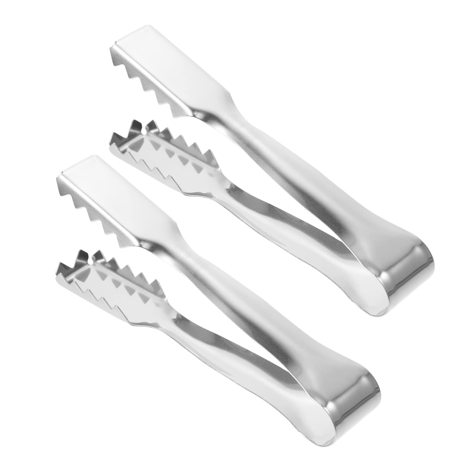 KICHOUSE 2 Pcs Serrated Tongs Portable Fruit Clamps for Easy Gripping of Ice Sugar and Food Kitchen Utensils for Home and Parties Silver