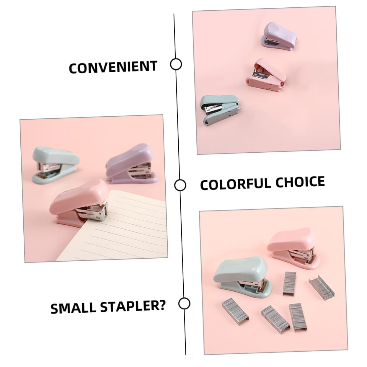 NUOBESTY 5 Ensembles Mini Agrafeuse Papeterie De Bureau Agrafeuse À Main En Plastique Petite Papeterie Esthétique De Bureau Mignonne De 3 pièces * 5