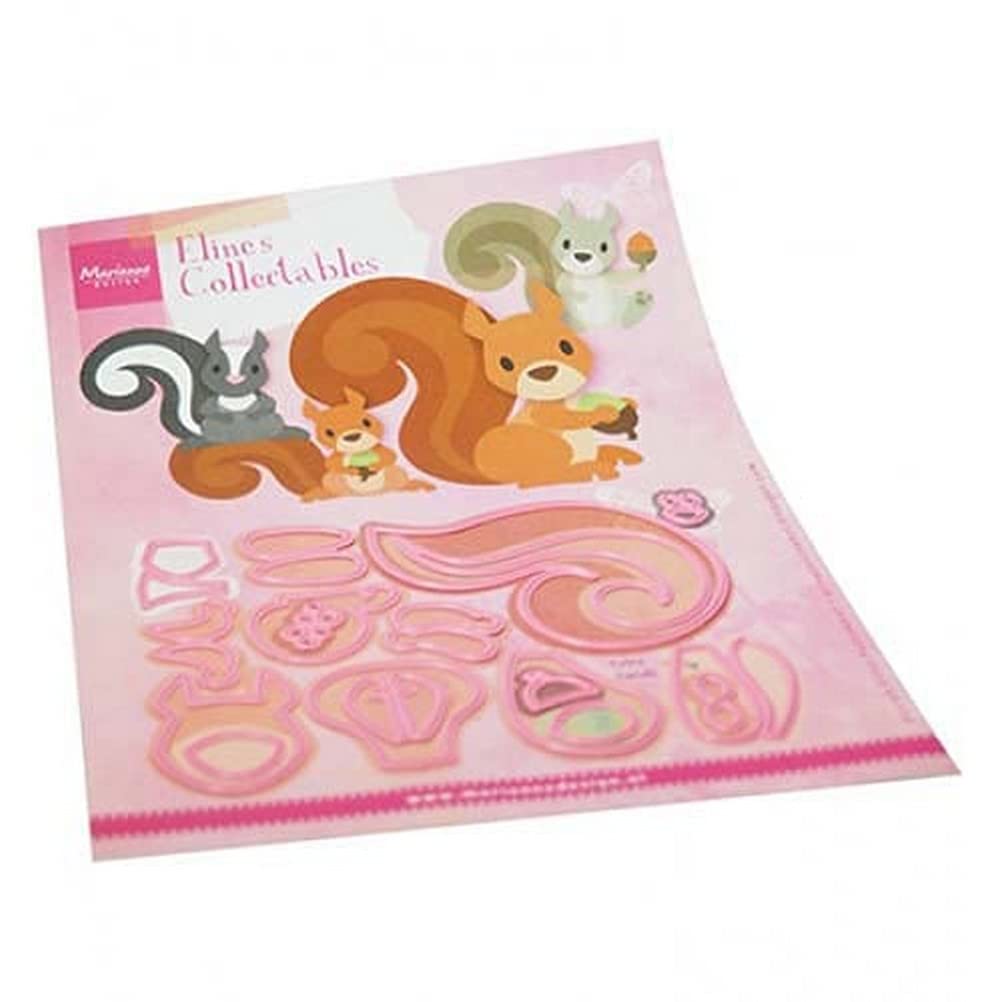 Marianne Design Pink* Collectables, Eline's Squirrel And Skunk, Intricate Designs And Embossed Details For Paper Crafts