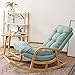 Artistic Wood Relaxing Teak Wood Traditional Rocking Chair (Light Green-Blue)