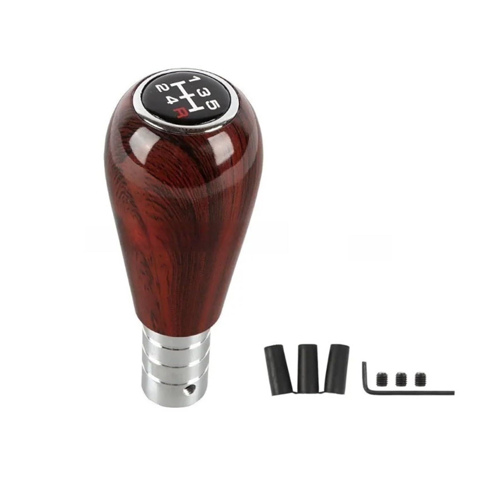 Jxewmtmc B Car Gear Shifter Knobs Walnut Wood Grain Classic Head Shift Lever Stick Kno 5 Speed With Adapter Gear Stick Shift Cover(B)