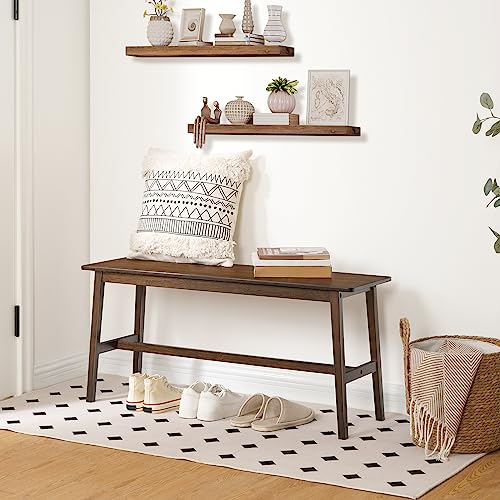 HOOBRO Pair of 2 Dining Benches, Industrial Table Benches, Bamboo Dining Bench, Table Bench, Kitchen Bench, Entrance Bench, Hallway Bench, Easy to Assemble BF02CD01-MA03CD01G2