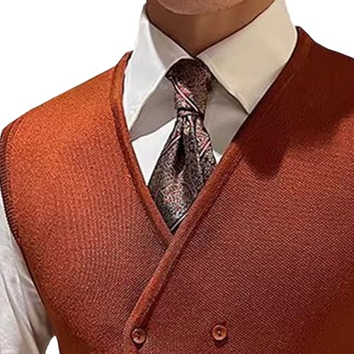 Mens Single Breasted Sleeveless Vest Wool Blend V Neck Button Vest Lightweight Cable Knit Cardigan Vests4