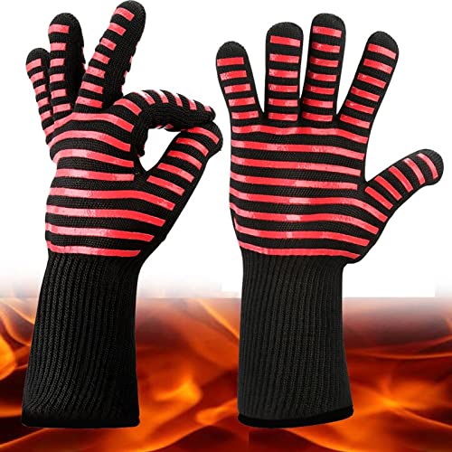 Guantes de fuego para barbacoa en aramida 1313 de alta temperatura con silicona antideslizante 5