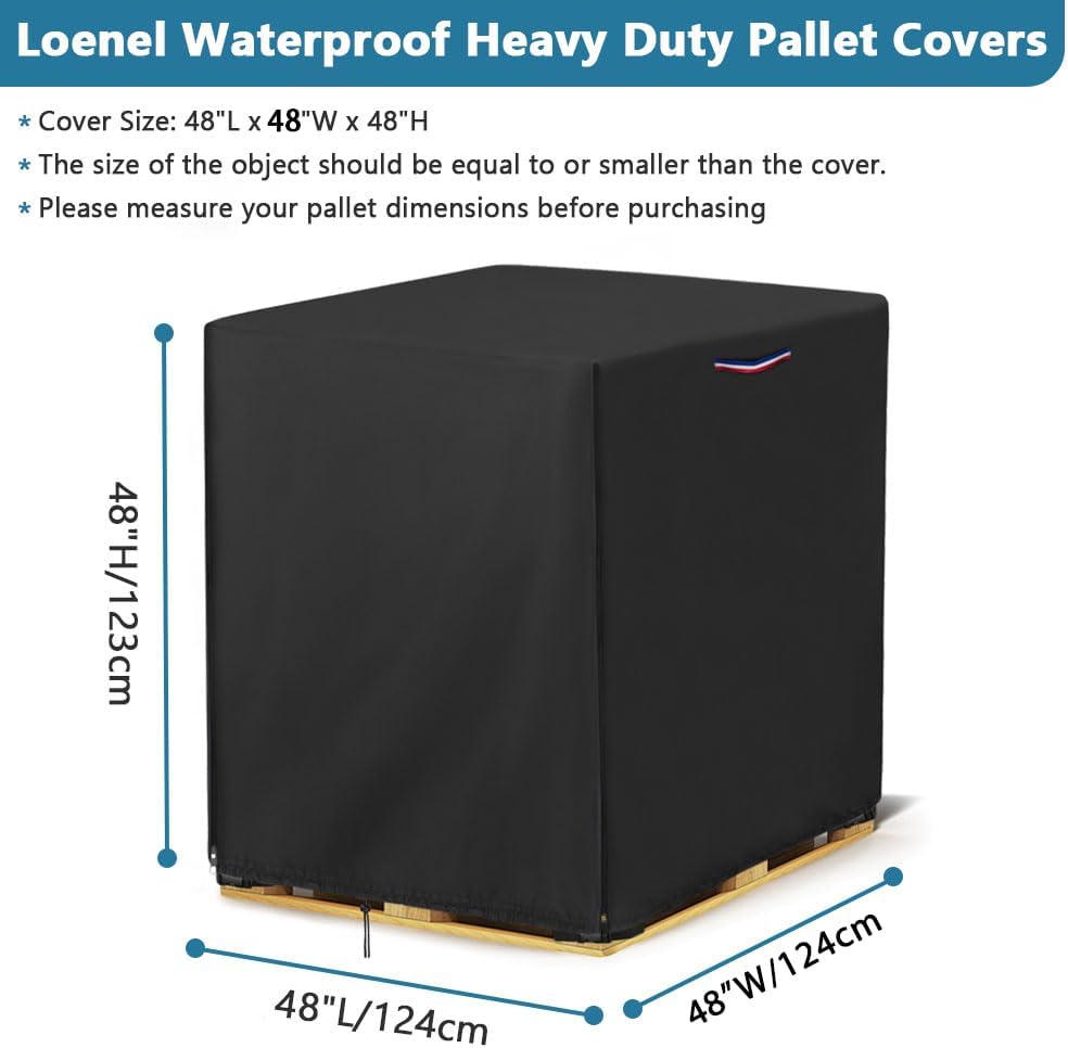 Pallet Cover, Waterproof Heavy Duty Large Pallet Covers Fade Resistant Cargo Turnover Cover With Zipper-48"PalletCover