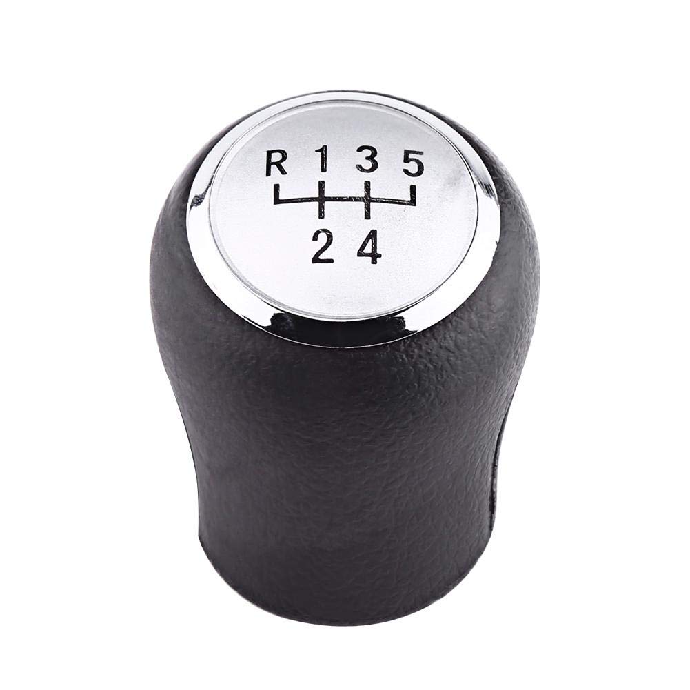 L & P Car Design Pomello cambio e Cuffia cambio compatibile con VW T5 2003-2015 - 6 Marce - nero - con telaio - finta simil pelle - leva cambio manuale - (A262-1