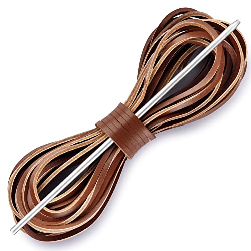 Discover the Best Lacing Method for Boots 12 TeeLiy Leather Shoelace Boot Lace Boat Shoe Lacing Kit - 72 Inches Long 3.2mm (1/8') Wide - 1 Needle and 2 Strips for Casual Shoes, Handsewn Slippers and Boat Shoes (Light Brown)
