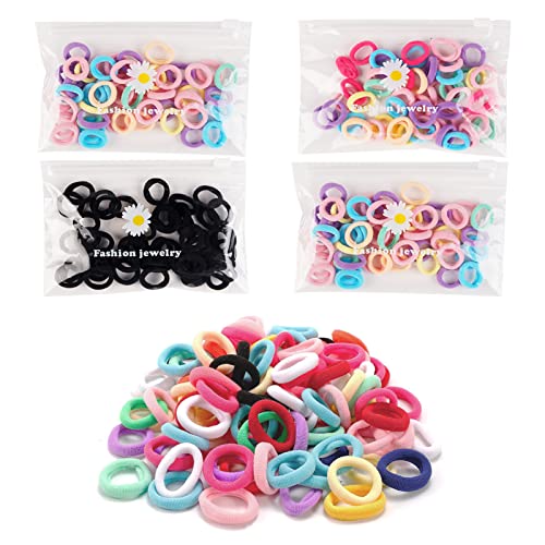 200 Stück Haargummis Mädchen, Kleine Weiche Gummibänder Mehrfarbig Haarbänder Elastischer Pferdeschwanz Haarschmuck Haarband Set für Kinder Kleinkinder Baby Cover