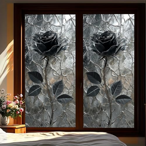 Vinilo Decorativo para Ventana Black Rose 17.51x39.37 pulgadas miniatura 6