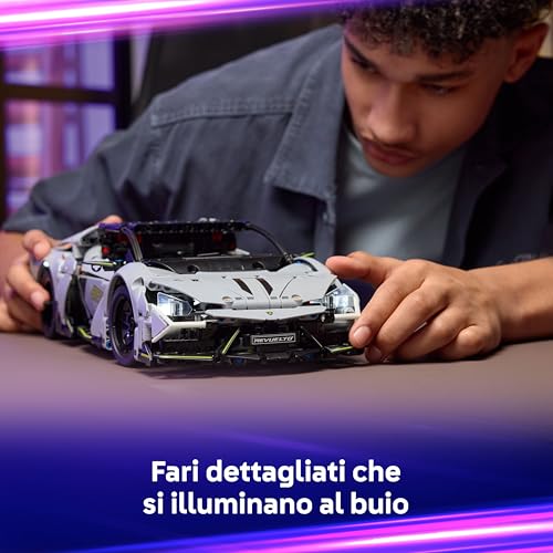 Technic Super Sports Car Lamborghini Revuelto - Macchina Giocattolo - Modello di Auto Telecomandata con Luci, Sterzo e Batteria Ricaricabile - Regalo per Bambini da 10 Anni in su - 42214 - Lego - Immagine 5